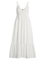 Eyelet Voile Sleeveless Midi-Dress