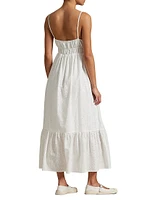 Eyelet Voile Sleeveless Midi-Dress