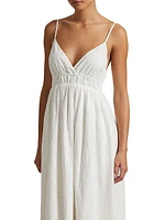 Eyelet Voile Sleeveless Midi-Dress