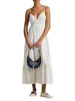 Eyelet Voile Sleeveless Midi-Dress