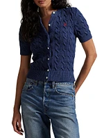 Cable-Knit Short-Sleeve Cardigan