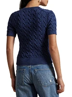 Cable-Knit Short-Sleeve Cardigan