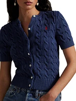 Cable-Knit Short-Sleeve Cardigan