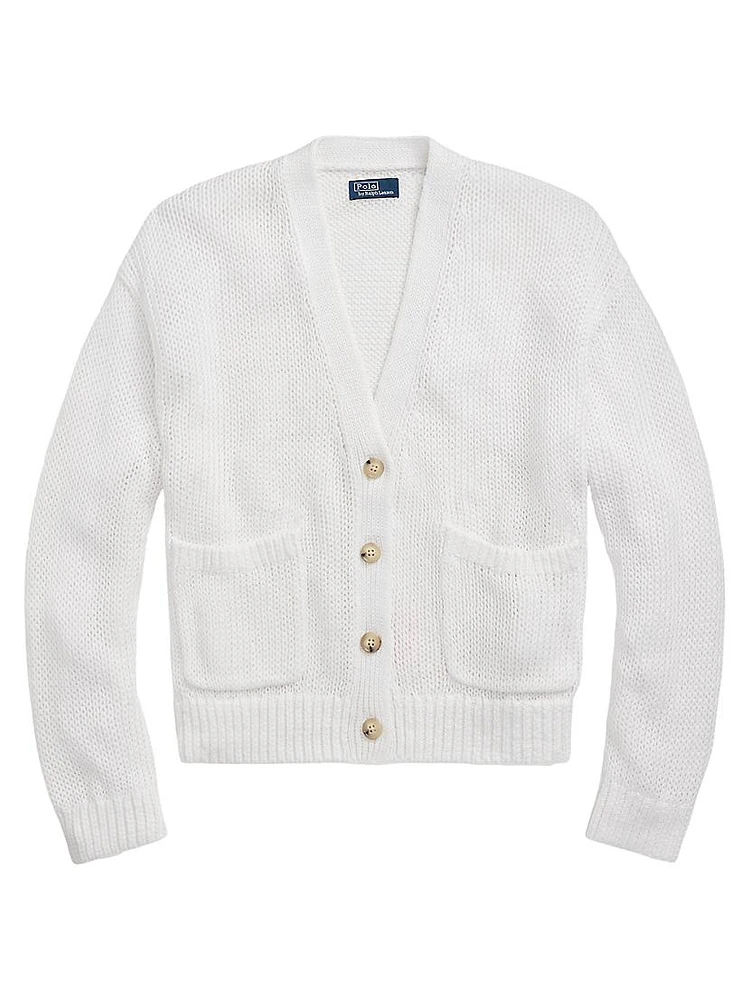 Linen-Cotton V-Neck Cardigan