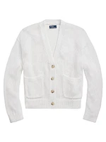 Linen-Cotton V-Neck Cardigan