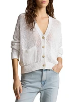 Linen-Cotton V-Neck Cardigan