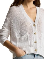 Linen-Cotton V-Neck Cardigan