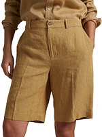 Pleated Linen Tailored Shorts