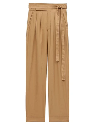 Paper Bag Pants Cotton Poplin
