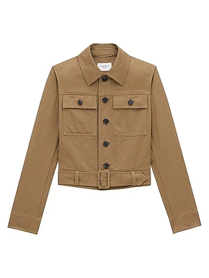 Cropped Jacket in Cotton Serge