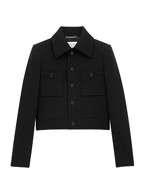 Cropped Jacket Wool-Blend Jersey