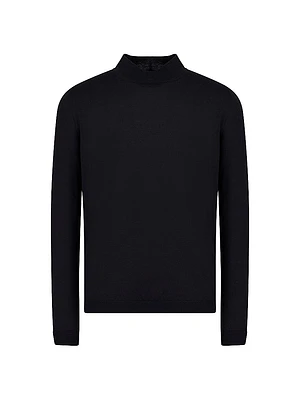 Black Cashmere Mock Neck Jumper