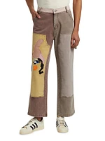 Patchwork Face Double Knee Pants