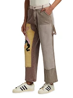 Patchwork Face Double Knee Pants