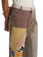 Patchwork Face Double Knee Pants