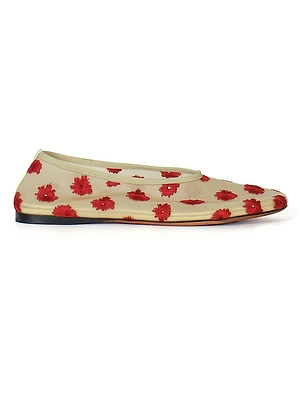 Tee Embroidered Slipper Ballet Flats