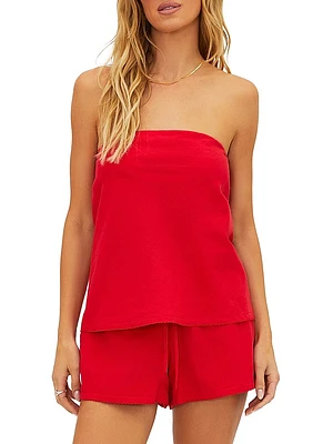 Celeste Cotton-Linen Strapless Top