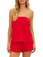 Celeste Cotton-Linen Strapless Top