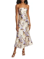Noelle Floral Satin Strapless Dress