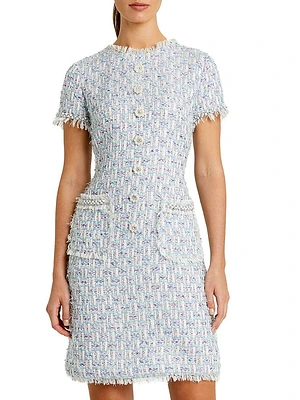 Floral Beaded Tweed Dress