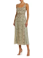 Embellished Mesh Cocktail Dress