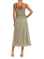 Embellished Mesh Cocktail Dress