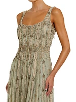 Embellished Mesh Cocktail Dress