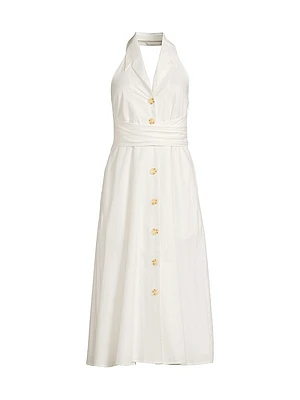 Alessia Poplin Button-Front Midi-Dress