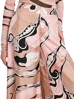 Printed Silk Twill Wide-Leg Pants