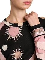 Wool-Silk Intarsia Crewneck Sweater