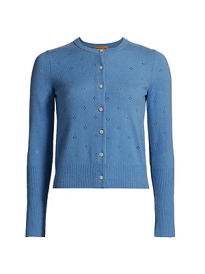 Jane Pointelle Cashmere Button-Front Cardigan