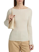 Cashmere Flared Long-Sleeve Top