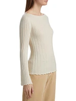 Cashmere Flared Long-Sleeve Top
