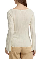 Cashmere Flared Long-Sleeve Top