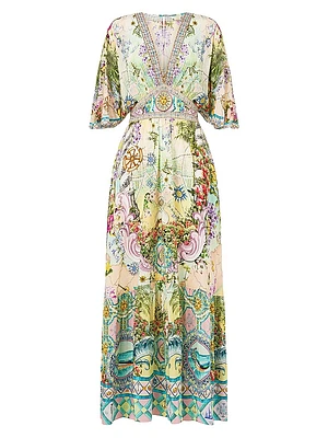 Just Coasting Ruffle-Hem Maxi Dress