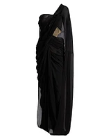 Asymmetric Draped Crepon Gown