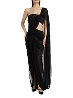 Asymmetric Draped Crepon Gown