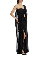 Asymmetric Draped Crepon Gown