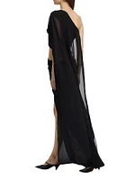 Asymmetric Draped Crepon Gown