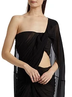 Asymmetric Draped Crepon Gown