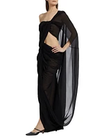 Asymmetric Draped Crepon Gown
