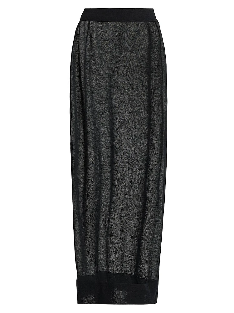 Sheer Cotton-Blend Maxi Skirt