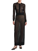 Sheer Cotton-Blend Maxi Skirt