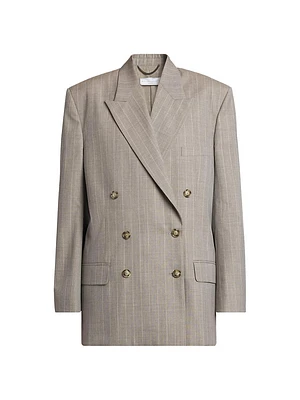 Melange Stripe Double-Breasted Jacket