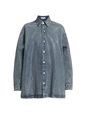 Hotfix Denim Button-Front Oversized Shirt