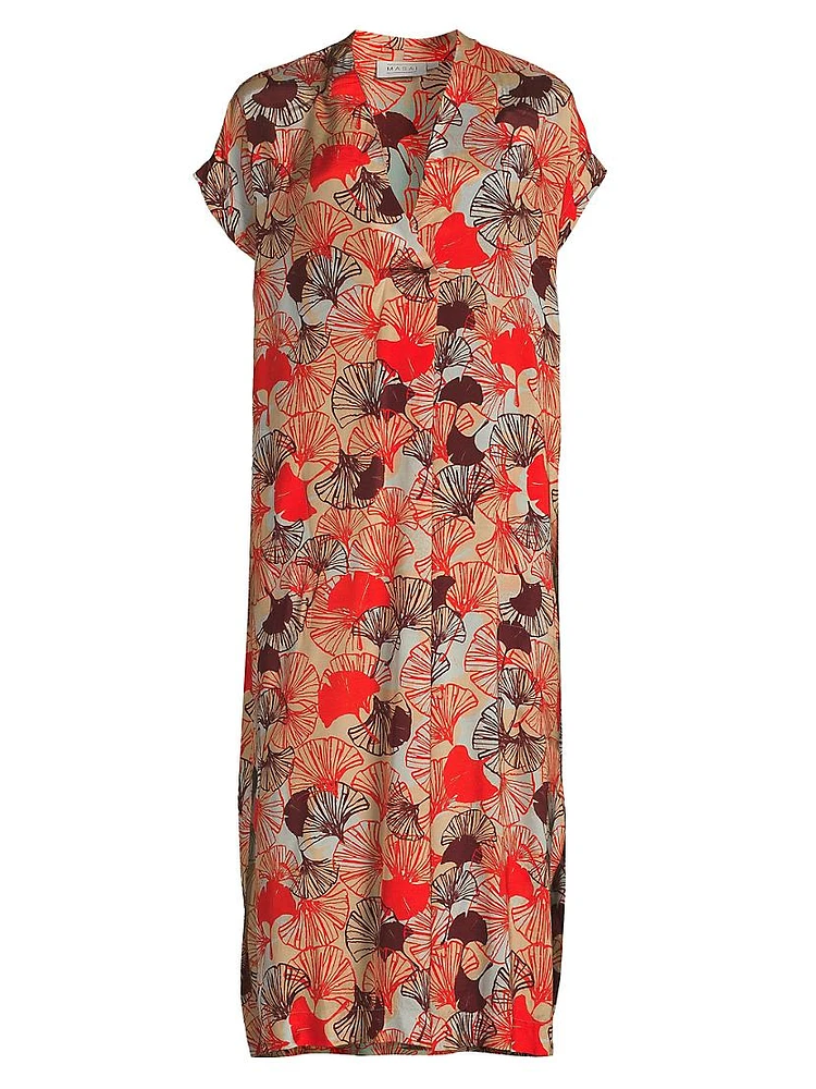 Olivian Floral Surplice Shift Midi-Dress
