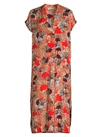 Olivian Floral Surplice Shift Midi-Dress