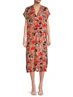 Olivian Floral Surplice Shift Midi-Dress