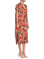 Olivian Floral Surplice Shift Midi-Dress
