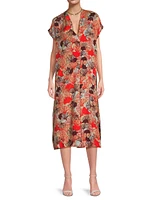 Olivian Floral Surplice Shift Midi-Dress